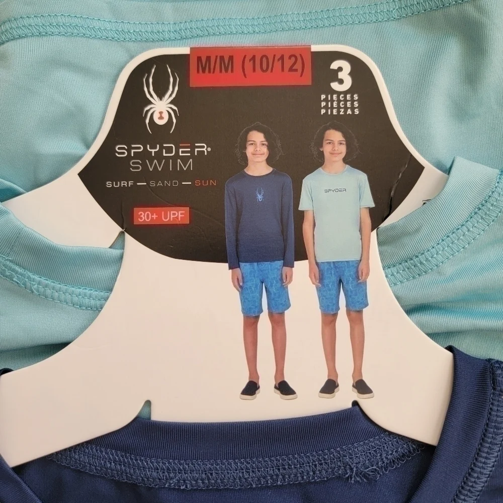 🛑 2 / $40 Sale! SPYDER 3 Piece Surf Sand Sun Swim Set  Blue- Size (10/12) M NWT